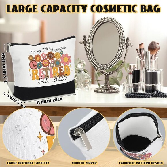 Canvas Retirement Tote Bag and Makeup Bag Set for Women Gift Tote - Picture 3 of 7